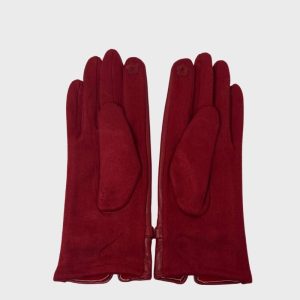 Leather Gloves with Gold Chain Detail and Touchscreen Index - Image 2
